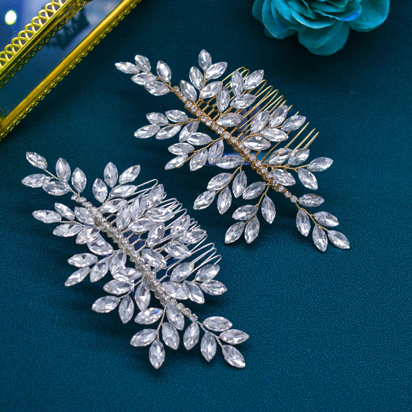 A499 Wedding Hair Accessories Crystal Bride Headpiece Party Jewelry Bridesmaid Hair Combs Gift Handmade Hairpins and Clips