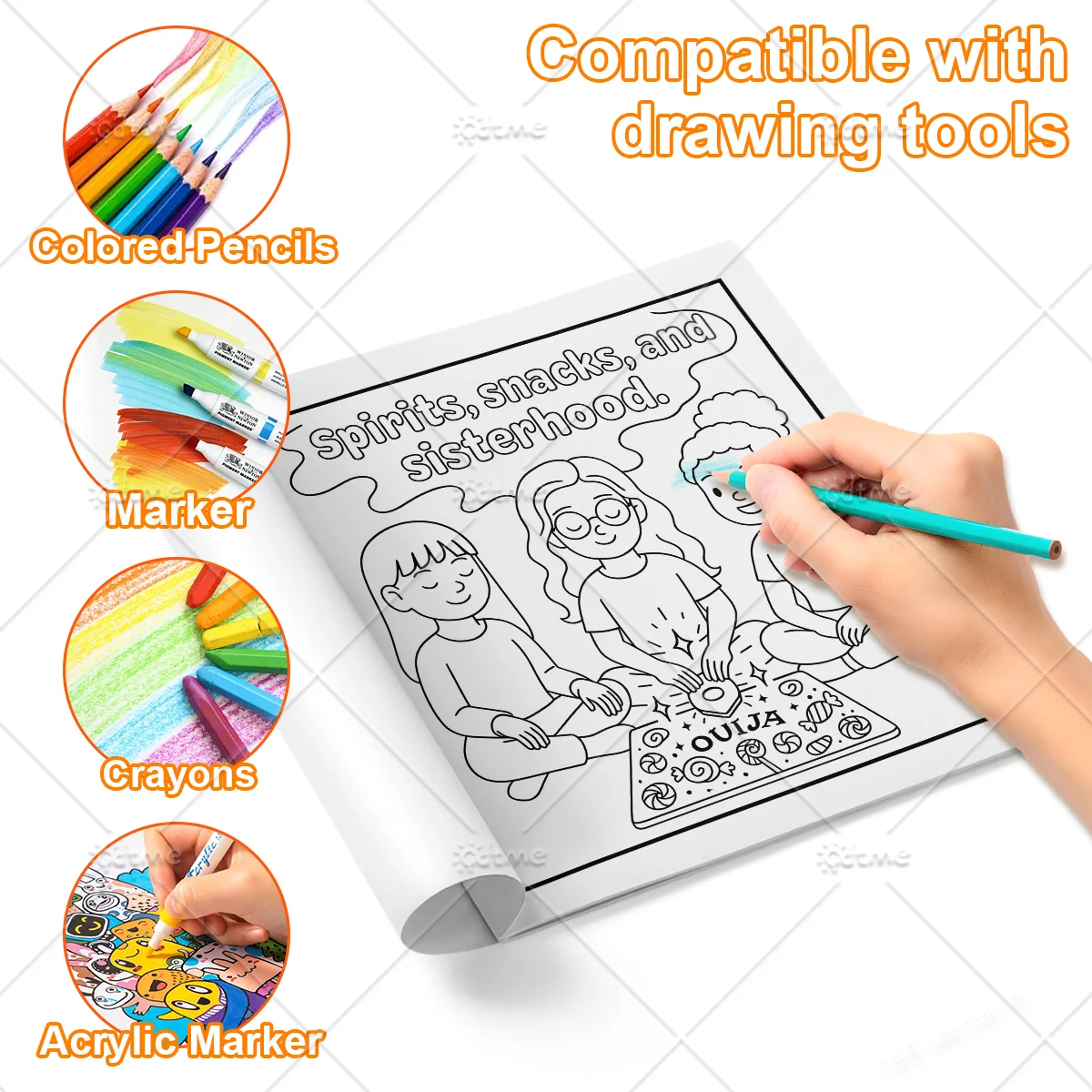 PASTEL GOTH SLEEPOVER SPOOKY Malbuch für Erwachsene mit niedlichen, gemütlichen täglichen Aktivitäten zur Entspannung (Cozy Spaces Coloring) – Detail 4
