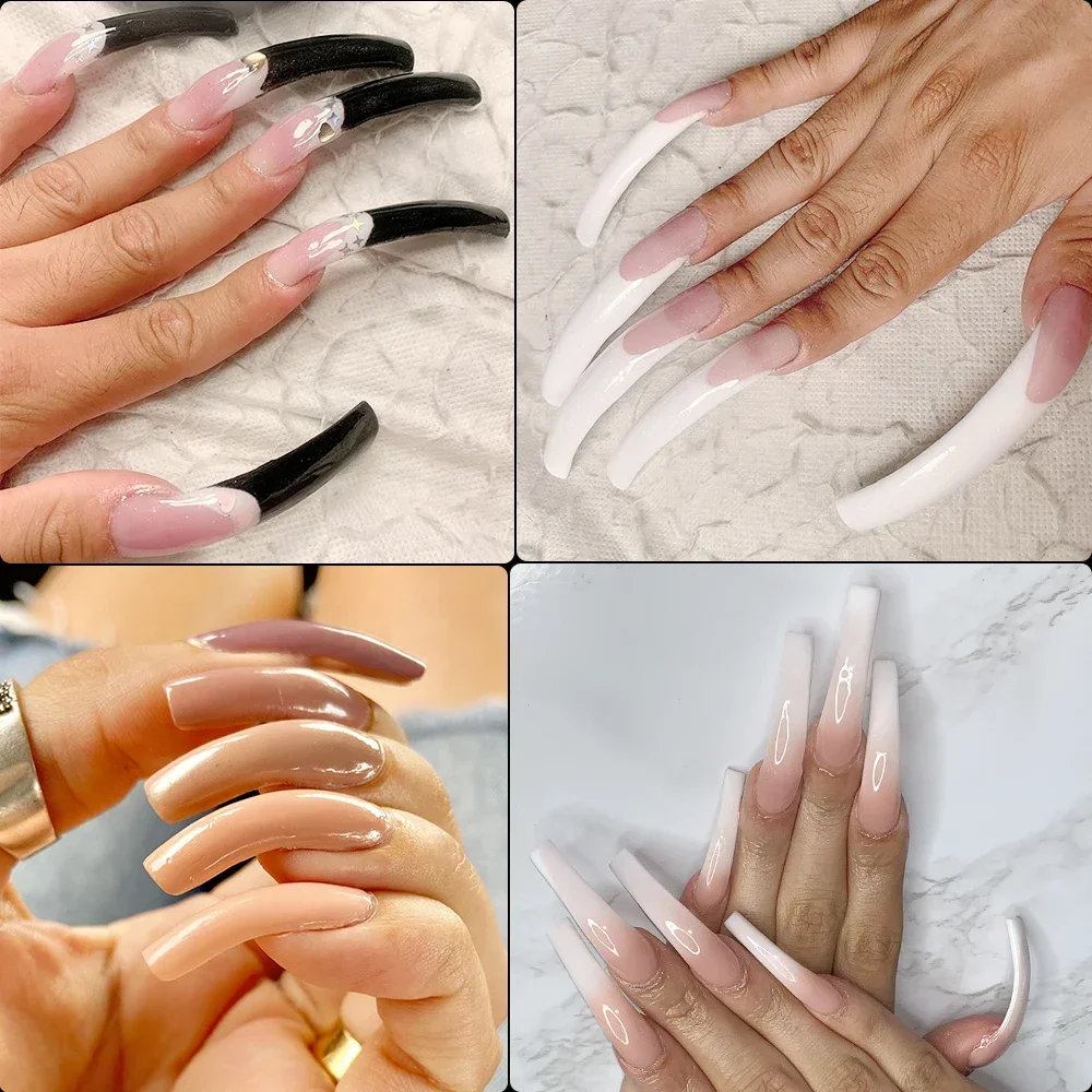 100 Teile/schachtel Gebogene Bogen Halbe Abdeckung Nail art Acryl Künstliche Falsche Nagel 10 Größen Drücken Sie auf Sarg Nagel Tipps Maniküre Werkzeuge