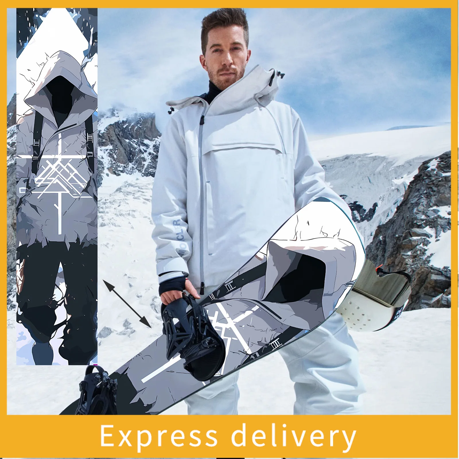 

1 piece, stunning off-white character snowboard sticker, personalized pattern snowboard sticker, snowboard decorative sticker,