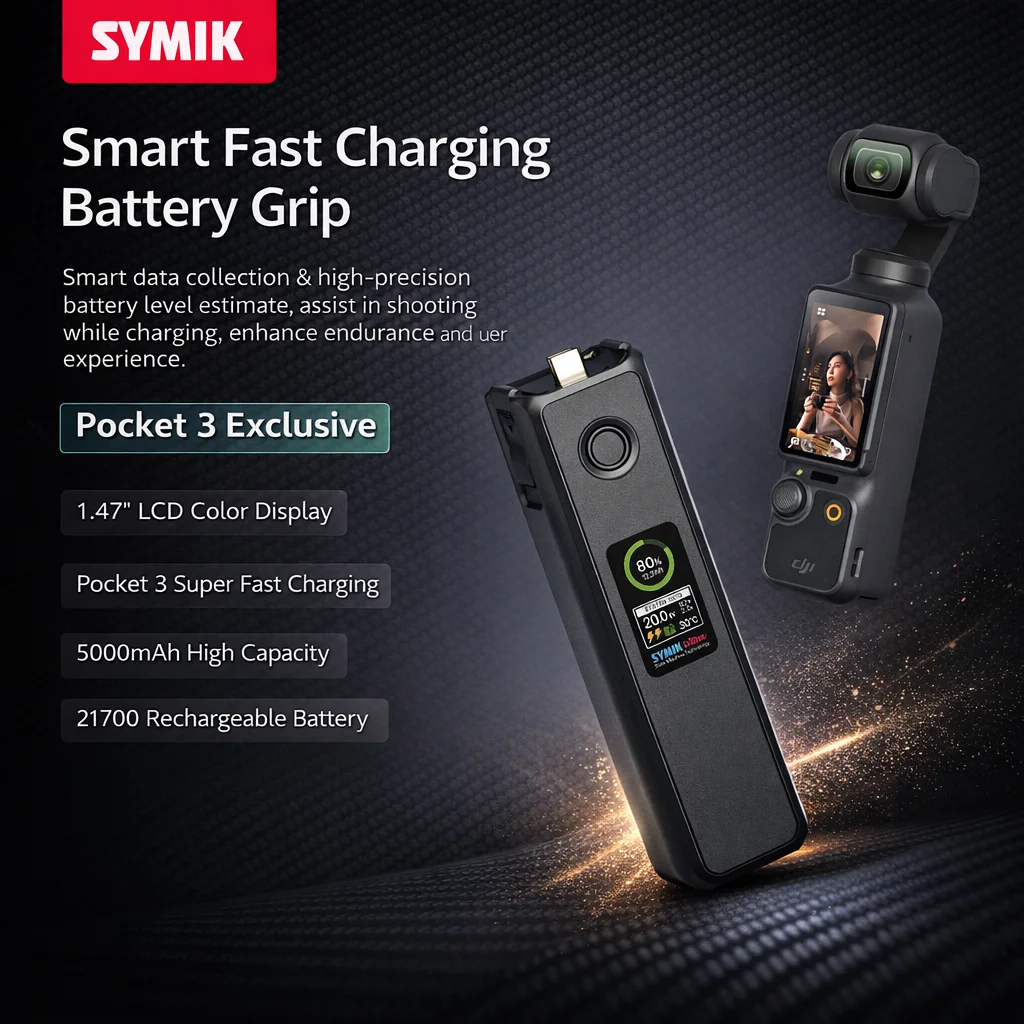 

Аккумуляторный грип для OSMO Pocket 3: Умная зарядная рукоятка для ручного стабилизатора, увеличенное время работы, быстрая зарядка, аксессуар