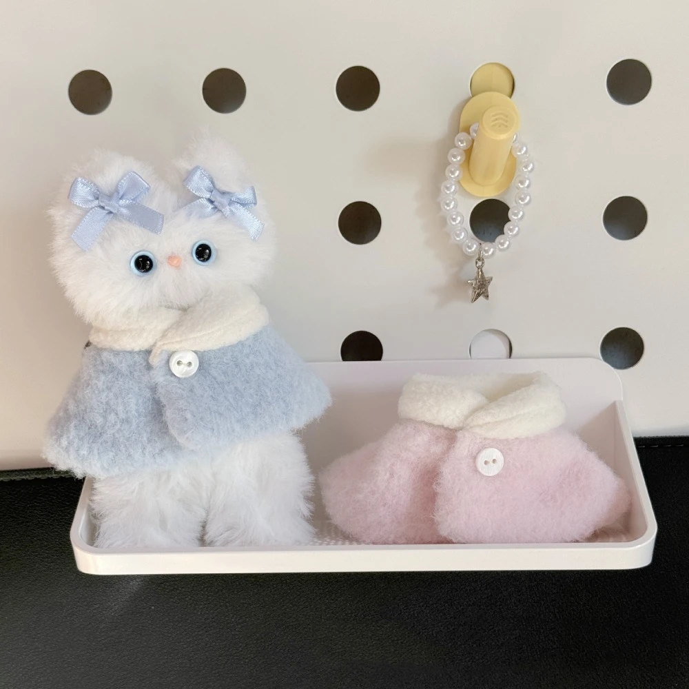 

Macaron Outfit Doll Clothes Checkered Doll Dress Up Accessory Cloak Cotton Stuffed Doll Fur Cloak Coat for 10~15cm Doll