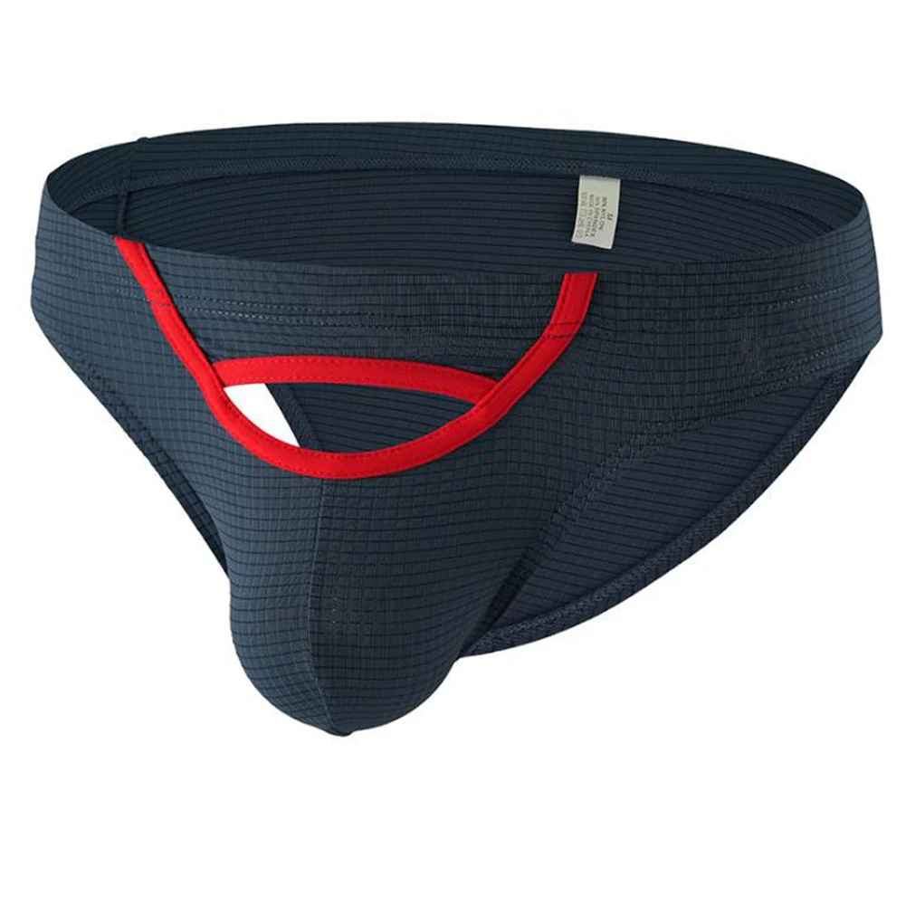 Mens Briefs Breathable Elastic Sexy Trunks Soft Low Waist Lingerie Solid Underwear Hollow Color Matching Comfortable Underpants