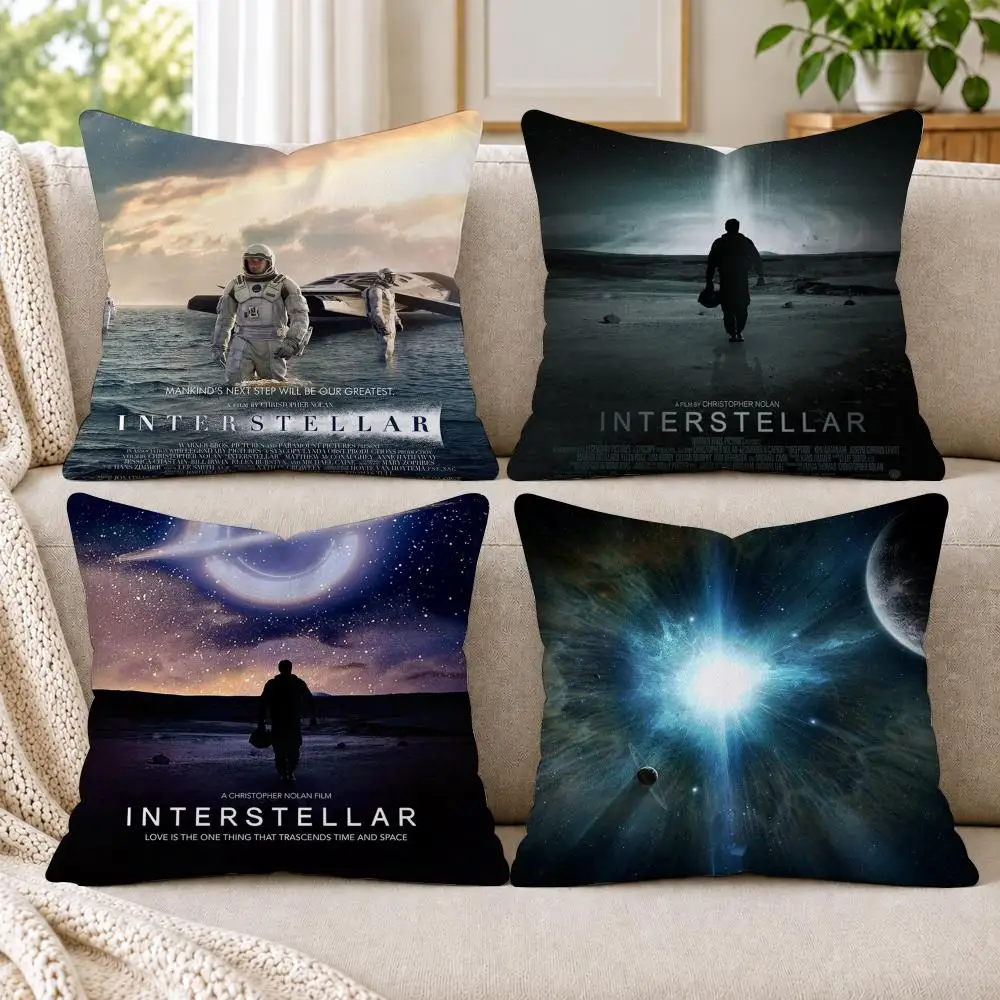 Movie I-Interstellar Cushion Cover Short Plush Double-Sided Printing Sofa Bedroom Pillow Case Aesthetic Home Decor