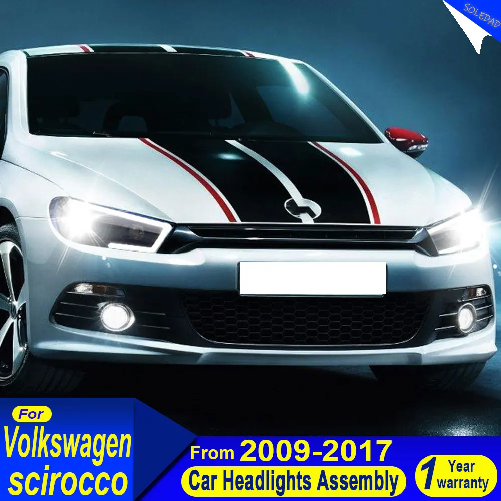Car For Volkswagen Scirocco Headlights 2009-2017 Upgrade Modified to New DRL Dynamic Turn Signal LED Headlight Auto Accessories