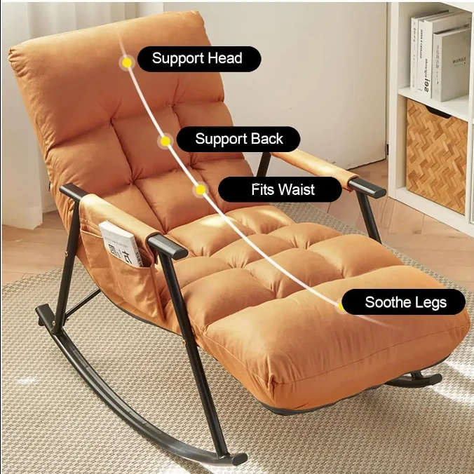 كرسي صالة هزاز متعدد الألوان مريح عالي الجودة مع زاوية خلفية قابلة للتعديل ومحمول وحقيبة تخزين #4