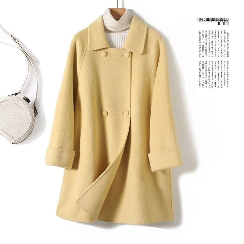 

Новинка 2025, женское шерстяное пальто, осень-зима, элитная модная верхняя одежда с воротником-стойкой и воротником-стойкой