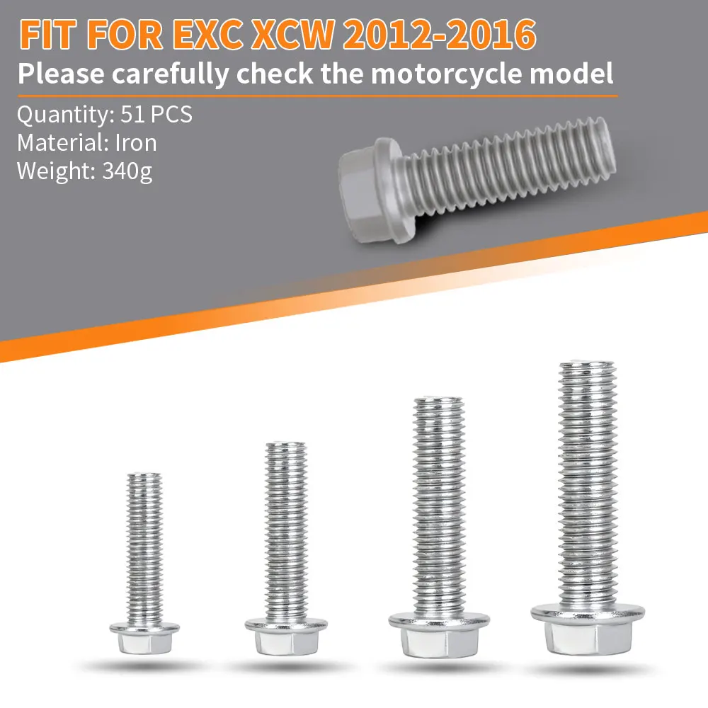 Motorcycle Screw Nut Bolt Set Countersunk Bolts Hexagon Socket Mechanical Parts for KTM SX SX-F EXC EXC-F125-530 2003-2021