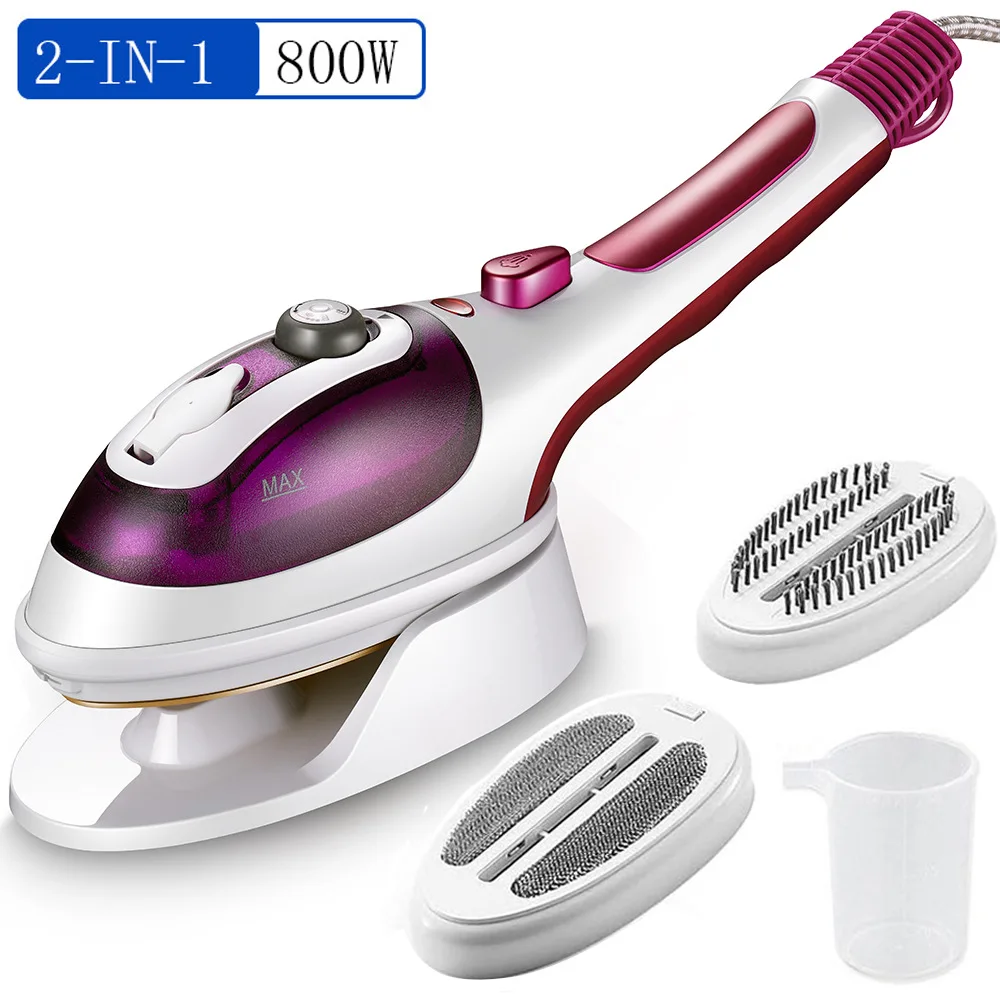 Handheld Steam Brush Ceramic Soleplate Garment Steamer 800W Thermostat Iron 2 in 1 Portable Steam Iron Brush Steamer   מגהץ