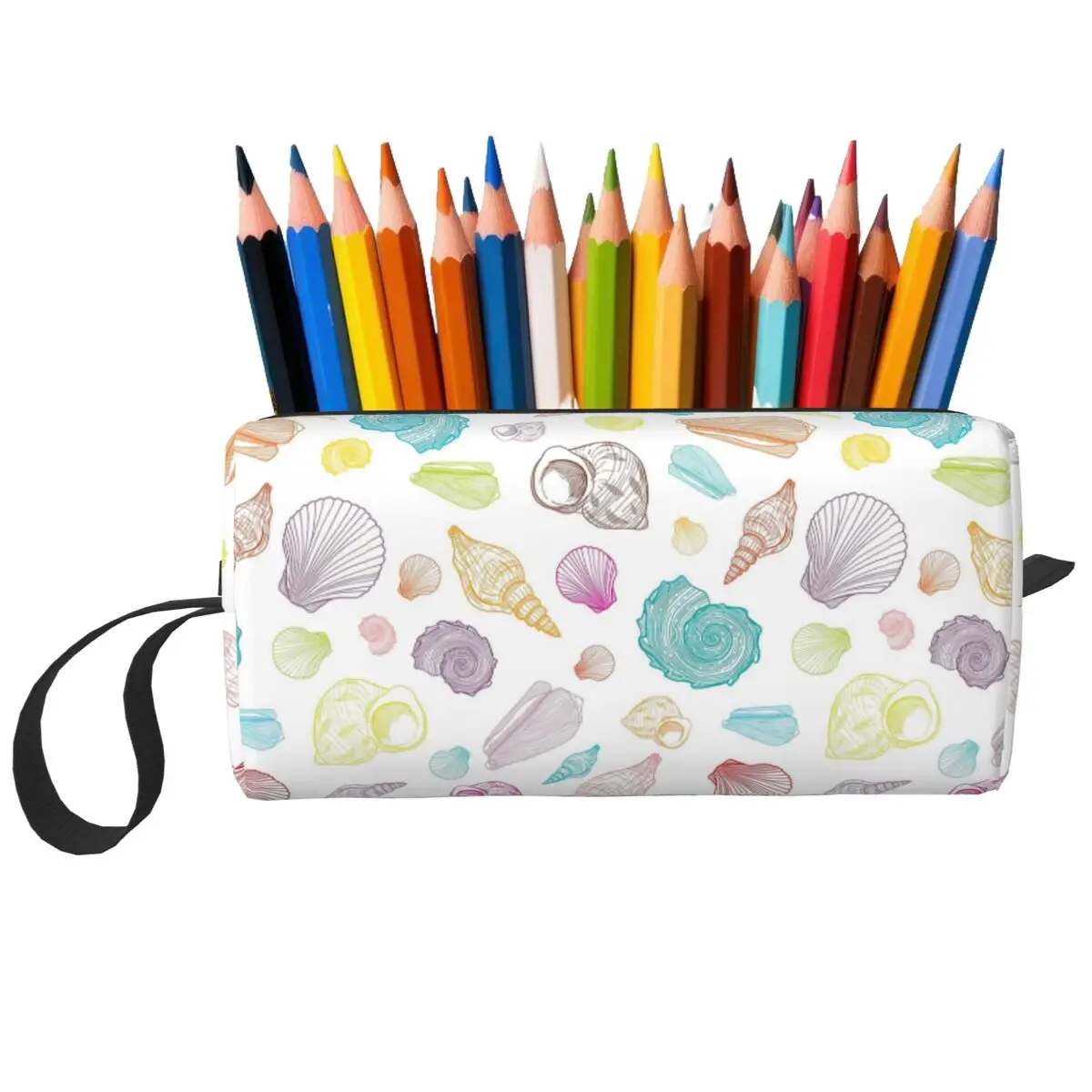 Cartoon Colour Shells And Conch Pencil Case for Kids School Pen Box Pencil Bag Stationery Supplies Travel Women Organizer Pouch