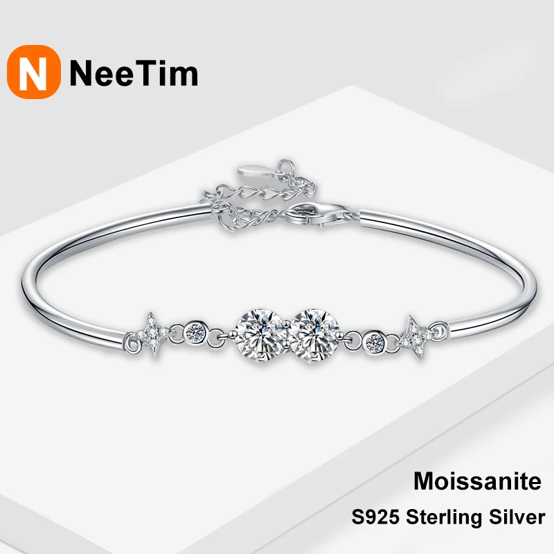 

NeeTim 5 мм муассанит лабораторные браслеты с бриллиантами женские стерлингового серебра 925 пробы женский браслет на руку цепочка роскошные ювелирные изделия для женщин