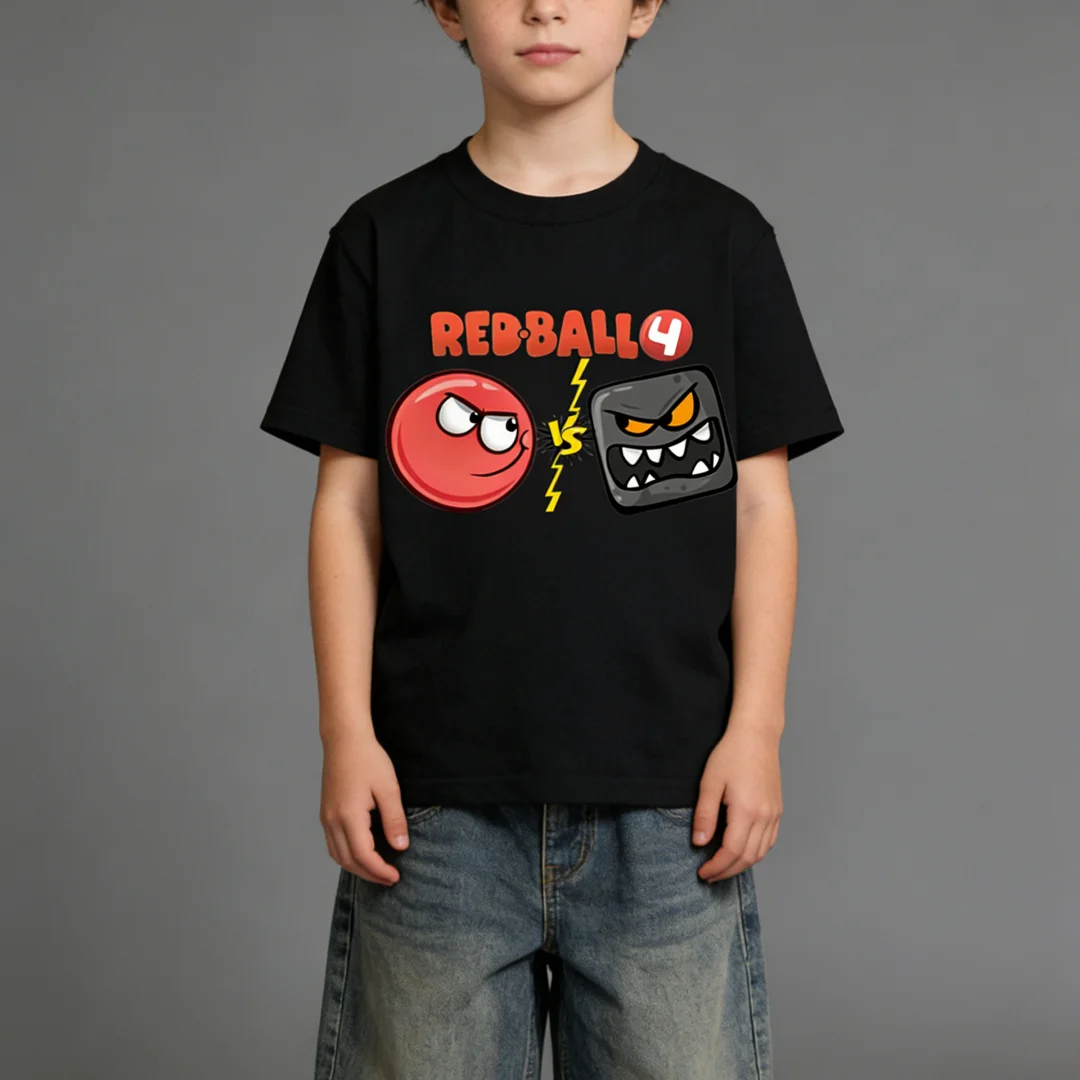Hot Sale Red Ball 4 Print Cartoon Kids Funny Summer Tops Men Women Adults Children Boy Gril Kids Parent Child Cotton T shirt