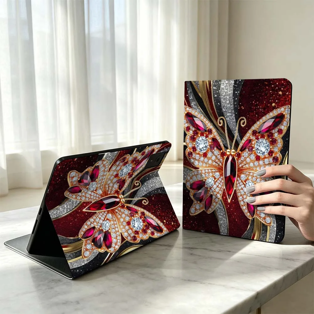 Cartoon Red Heart Butterfly Wings For Xiaomi Poco Redmi Pad 8 2 4 5 6 6S 7 7S SE Pro 14 11 11.2 12.1 12.5 Inch Tablet Case