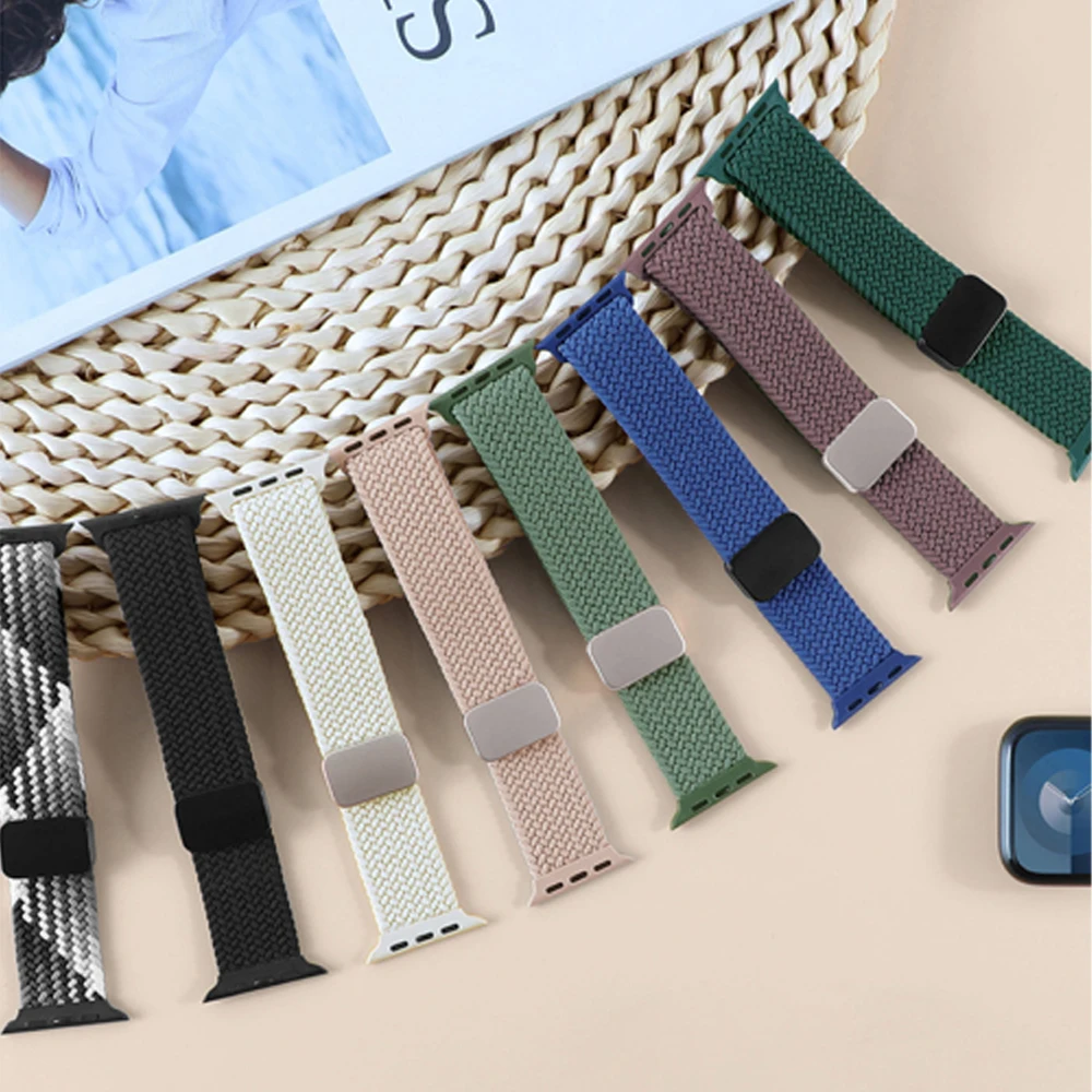 Braided correa For Apple Watch Band 44mm 45mm 40mm 49mm 41mm 38 42 46 mm Nylon Bracelet Series 9 8 7 6 5 4 10 SE Ultra 2 3 Strap