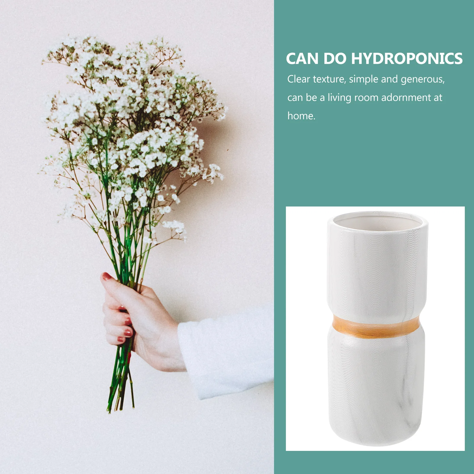 

1Pcs Exquisite Marble Vase Ceramic Flower Container Smooth Edges Decorative Flower Bottle Hydroponics Desktop Decor