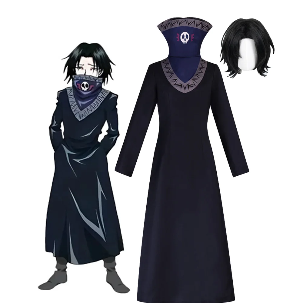 

Аниме Feitan Potoo косплей комбинезон костюм Phantom Troupe черный халат с воротником-стойкой пальто парик мужской карнавальный костюм на Хэллоуин