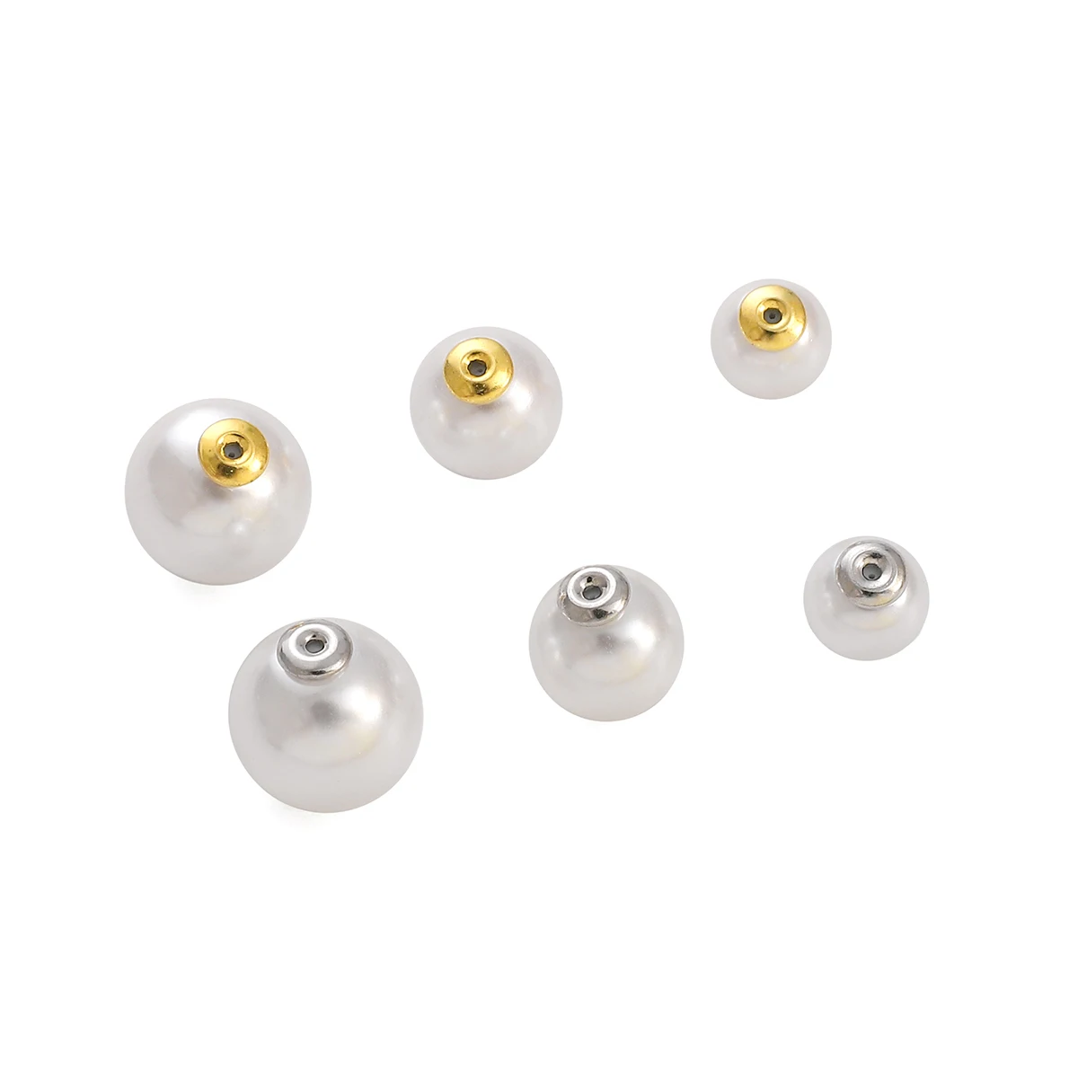 2pcs 8/10/12mm Bling Round Ball ABS Imitation Pearl Beads Stud Earring Back For Ear Jewelry Making Handmade Diy Earring Findings