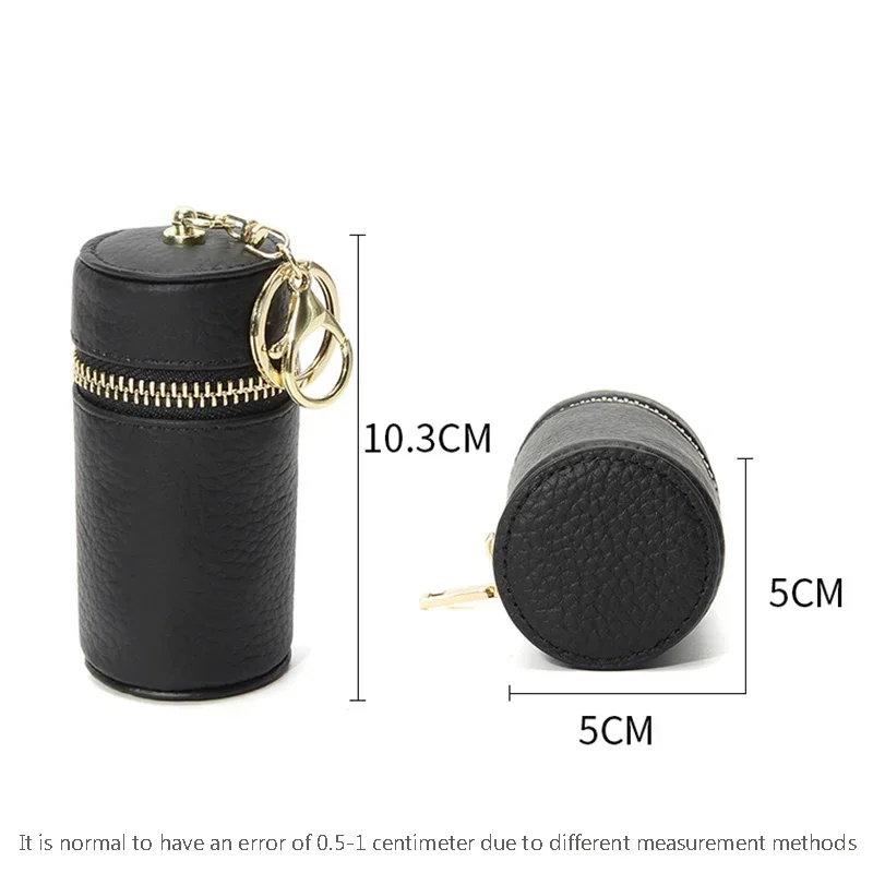 Mini Genuine Leather Lipstick Bag with Key Holder ,Fashion Women Mini Coin Purse, Car Key Chain Pendant, Cylinder Key Bag Gift