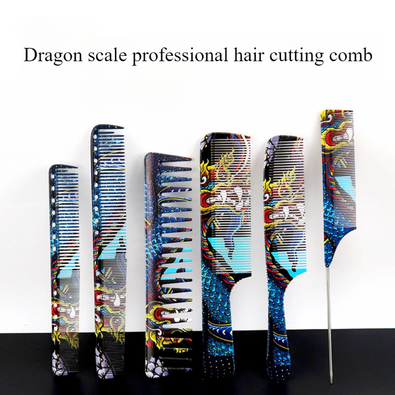 Dragon Scale Haircutting Comb Hairstylist Pointy Tail Japanese Graffiti Hairdressing Comb Men's and Women's Hair Comb