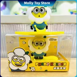 Miniso Minions Flower Series Cute Mobile Phone staffa Bob Desktop ornamenti decorativi telefono cellulare staffa piatta modello giocattolo regalo