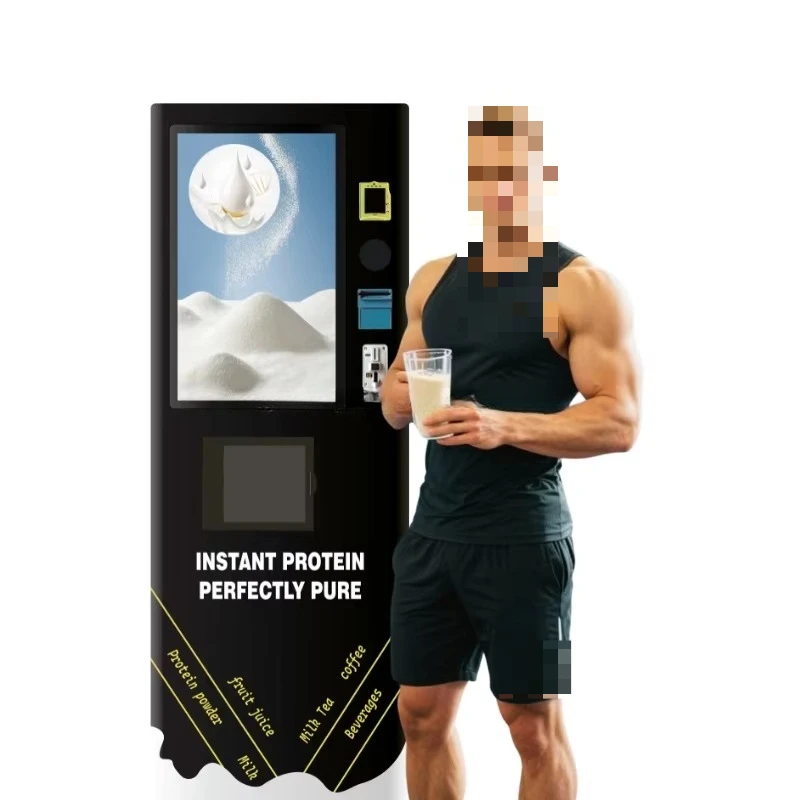 Commercial protein powder mixers, vending machines, automatic cup dispensing, and   logo printing