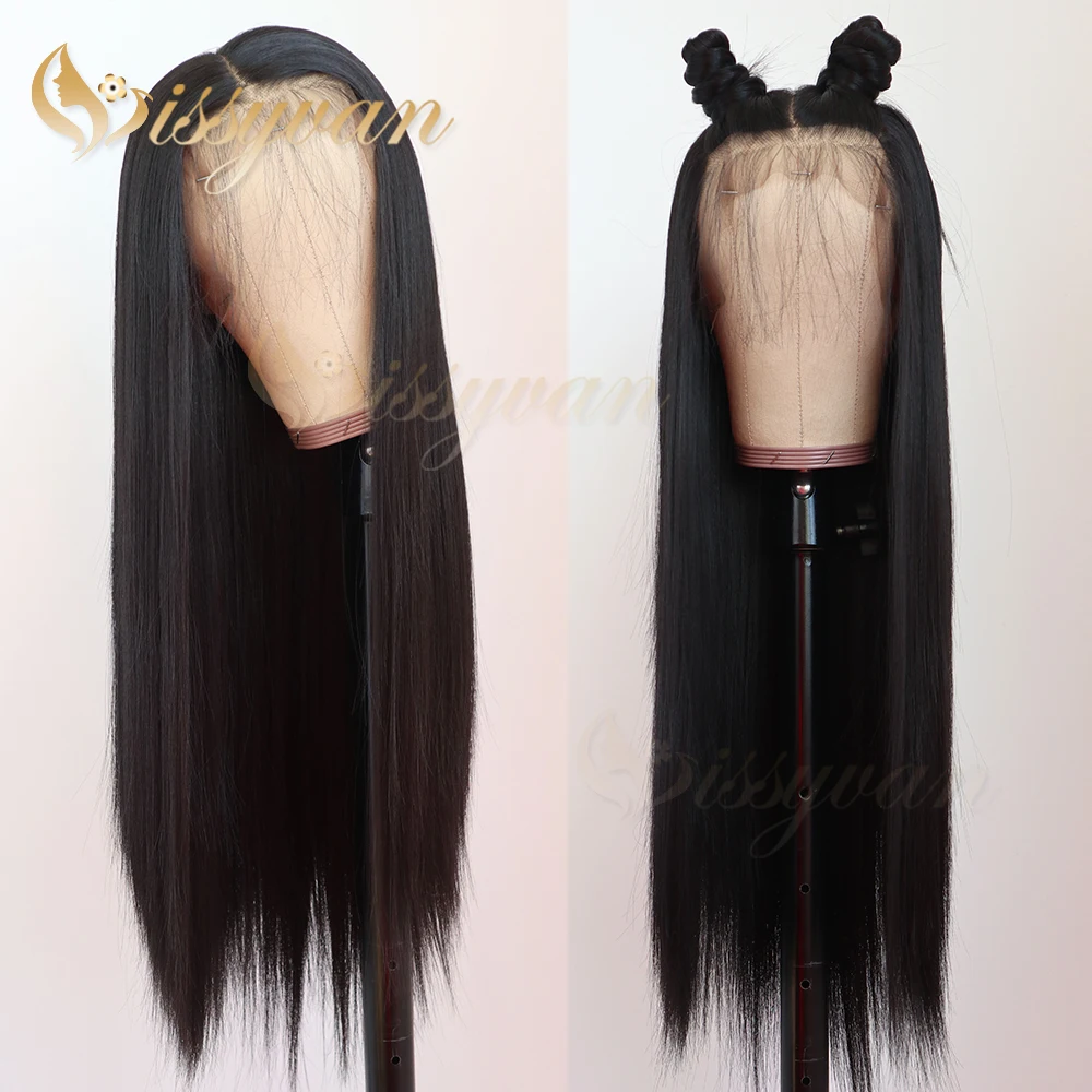 

Missyvan Long Straight Black Color Hair Synthetic Lace Front Wigs Heat Resistant Synthetic Fiber Hair for Women