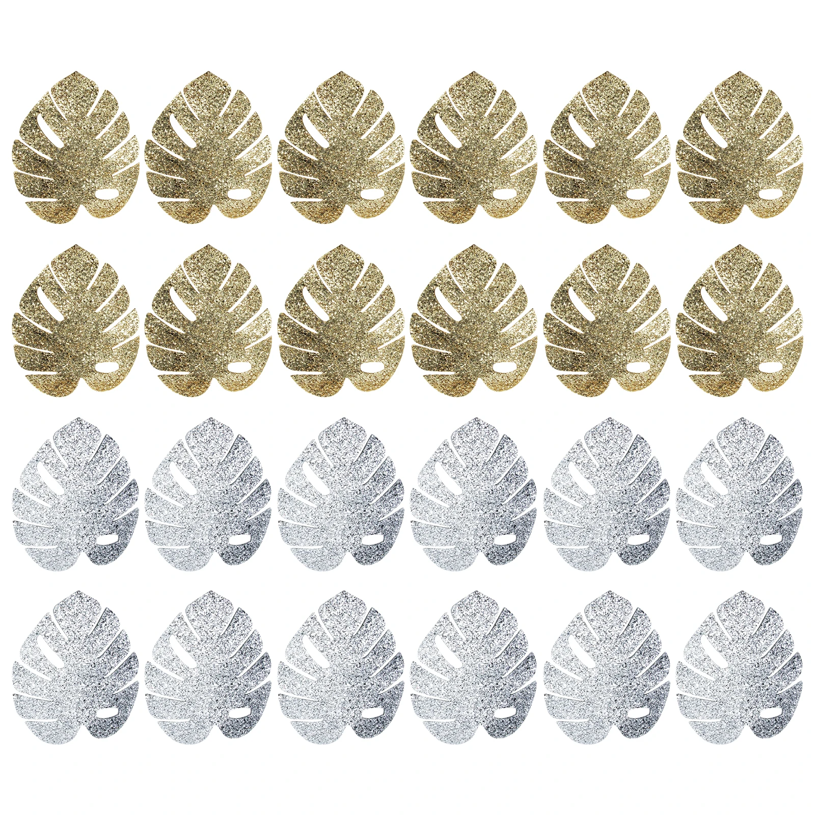 

24pcs Plastic Monstera Leaf Shaped Placemats Wedding Dining Table Decorations Rustic Non-Slip Heat-Resistant Party Supplies