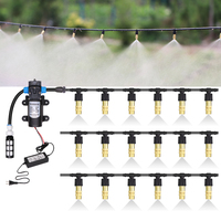 MUCIAKIE 5-30M 45W Pump Self-Priming Misting Kit Adjustable Brass Outdoor Cooling System Water Irrigation Automatic Power Supply