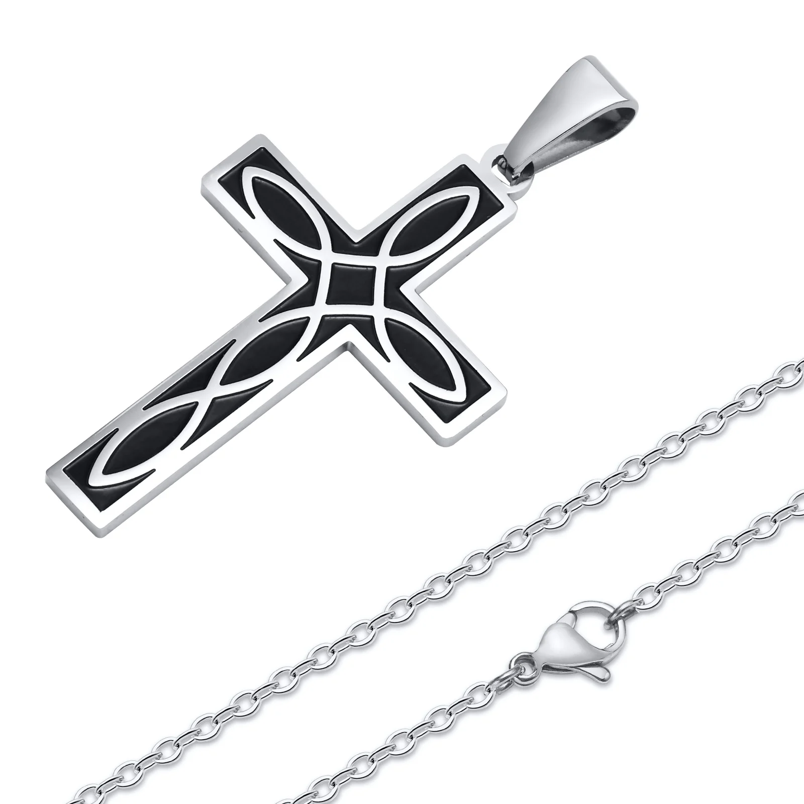 قلادة متقاطعة بعقدة سلتيك للرجال، قلادة متقاطعة من الفولاذ المقاوم للصدأ، حيوية مطلوبة، هدية حب لا نهاية لها