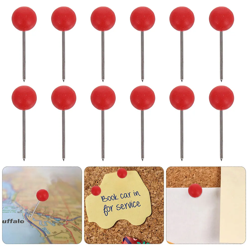 

Red Plastic Thumb Tacks Map Pins Office Supplies Decorative Push Pins Cute Cork Board Accessories Colored Heads Map Marking