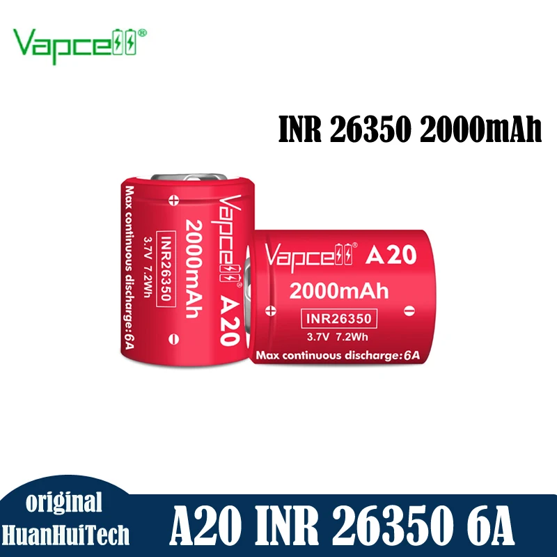 Original Vapcell A20 INR 26350 2000mah 6A Rechargeable Battery 26350 3.7V High Capacity LI-ION Batteries For Flashlight Tools