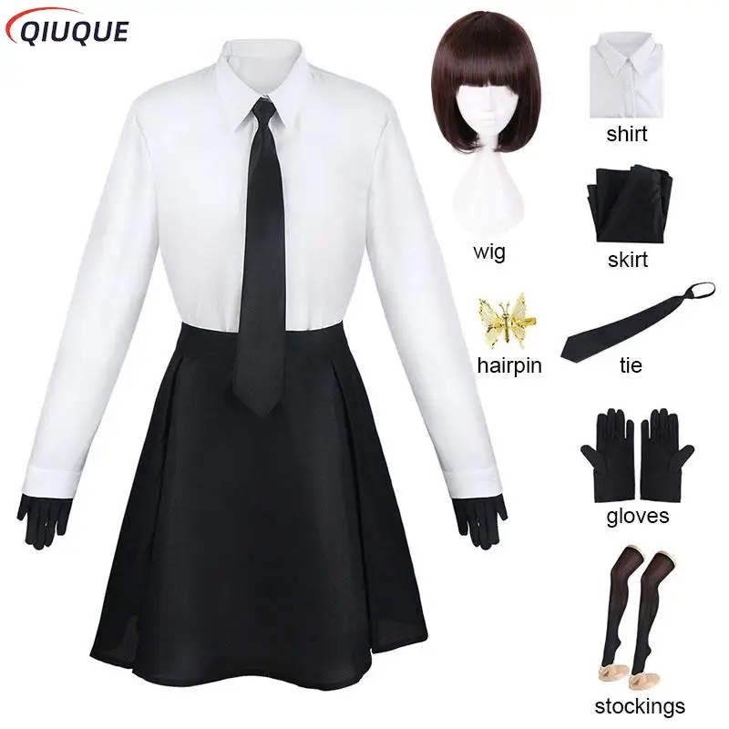 

Yosano Akiko Cosplay Costume with Hairpins Cosplay Wig Anime BSD Women Uniforms Skirt Dress Comic Con Party Role Play Outfit