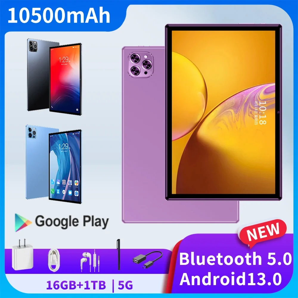 10 inch tablet 10 Core Android 13.0 supports Google Store 164GB+1TB Wireless Bluetooth SIM card with stylus cover