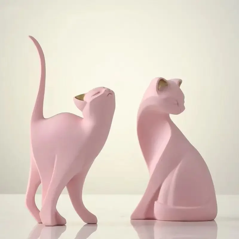 Harz-Paare-Katzenstatuen für Heimdekorationen, Tierfigur, europäisches kreatives Hochzeitsgeschenk, dekorative Heimdekoration, Skulptur