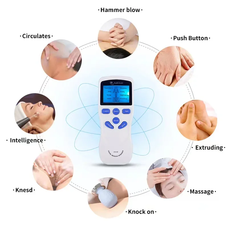 Multi-functional Blue Screen Small Machine Muscle Stimulator Massager Back Neck Shoulder Pain Relief Electric Electrode Machine