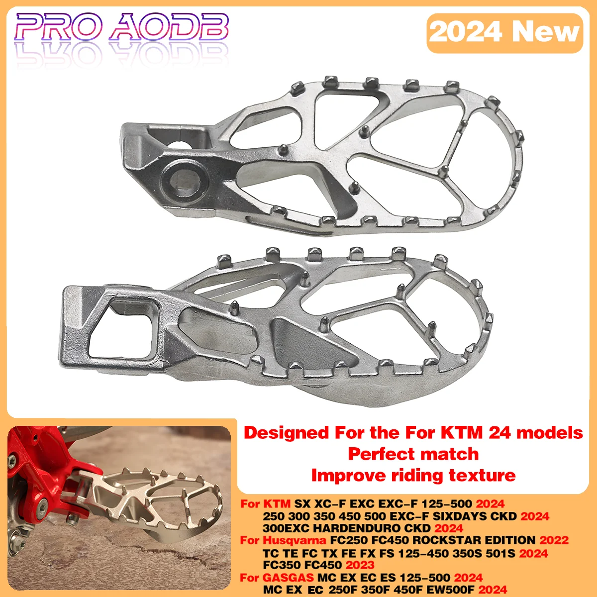 For KTM 125 150 250 300 350 450 500 SX XCF EXC EXCF SIX DAYS CKD 2024 New Motocross parts Footpegs Footrest Foot Pegs Pedal Rest