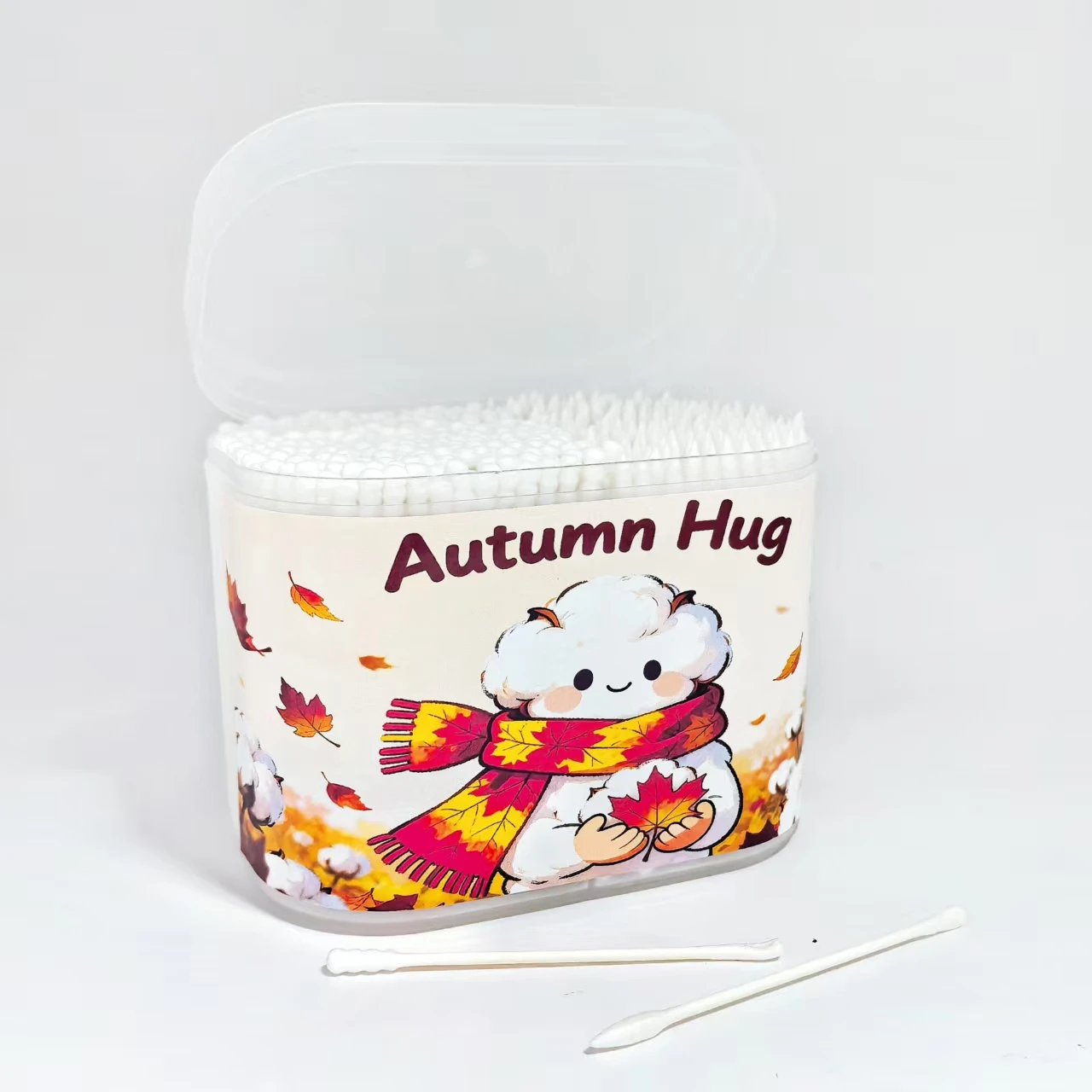 600개 메이플 리프 엘리먼트 면봉 가을 시리즈 양면 면봉 파인 액시스 스크류 라운드 양면 면봉