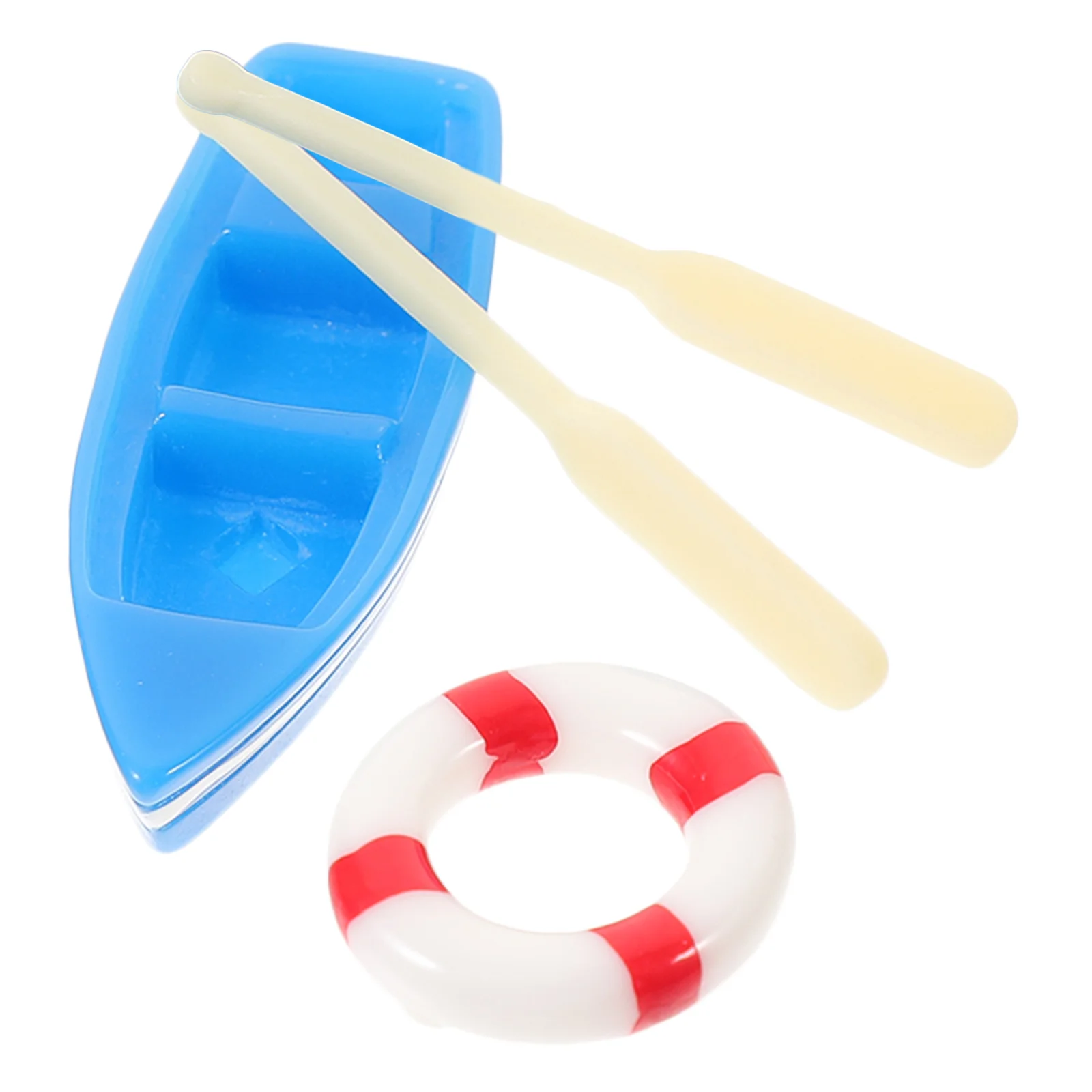 1Set Mini Beach Boat Ornament Resin Ring Micro Landscape Garden Home Office DIY Decoration Supplies
