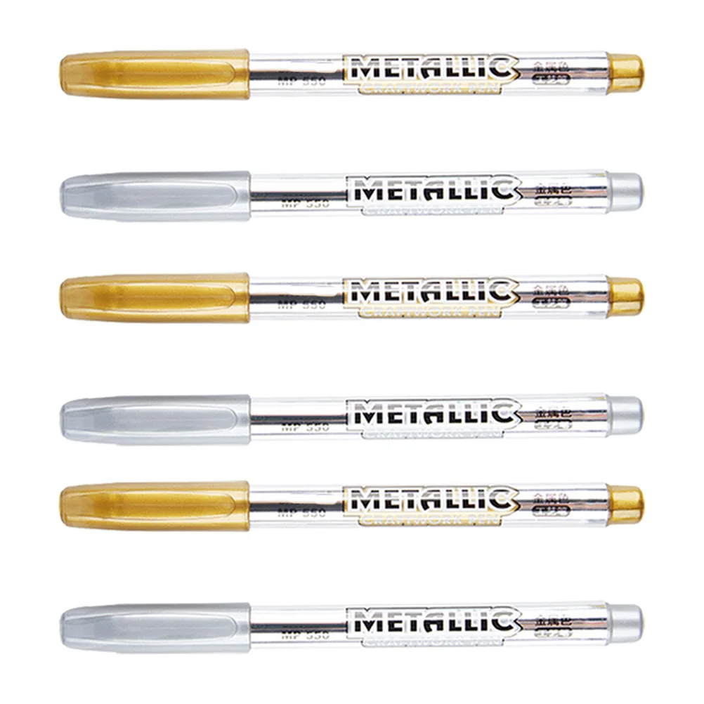 

6 шт. ручки для подписи, ручки с краской на водной основе для поздравительных открыток, гладкое письмо, моющийся зажим, дизайн для портативности