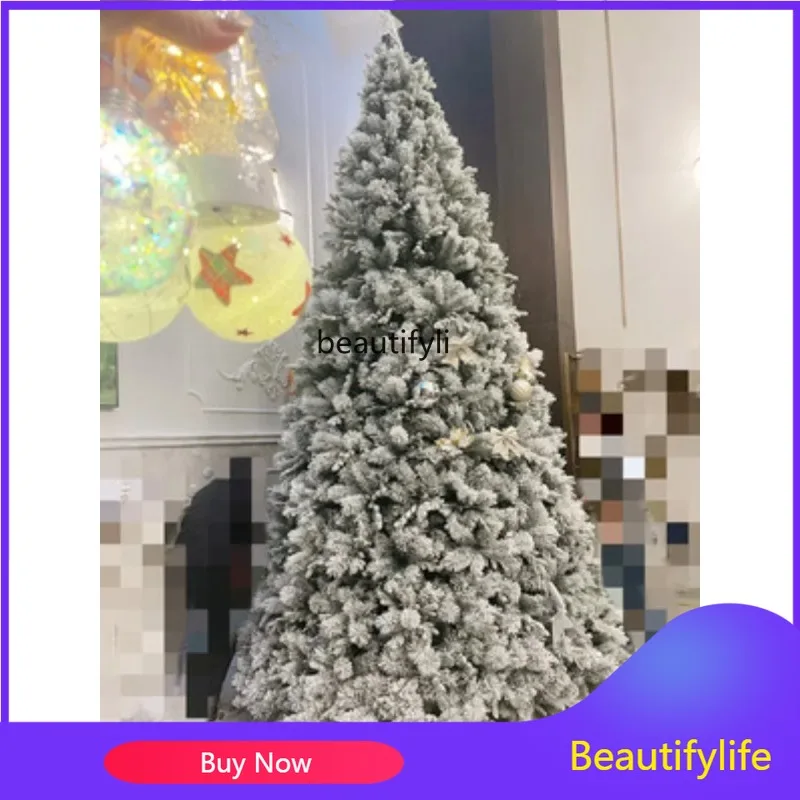 

C139 Pine Needle Mixed Snow Christmas Tree Large Shopping Mall Hotel White Christmas Tree Extra Large Snow Christmas Tree