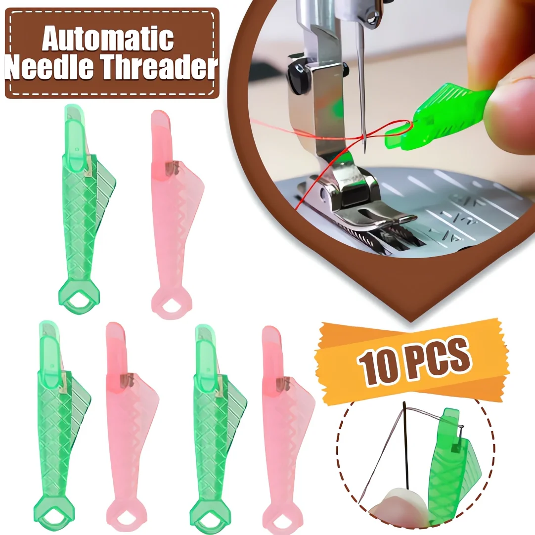 10pcs Plastic Threading Machine, Sewing Machine Needle, Quick Lead Machine, Clothing Sewing Accessories (Small Fish Shape)