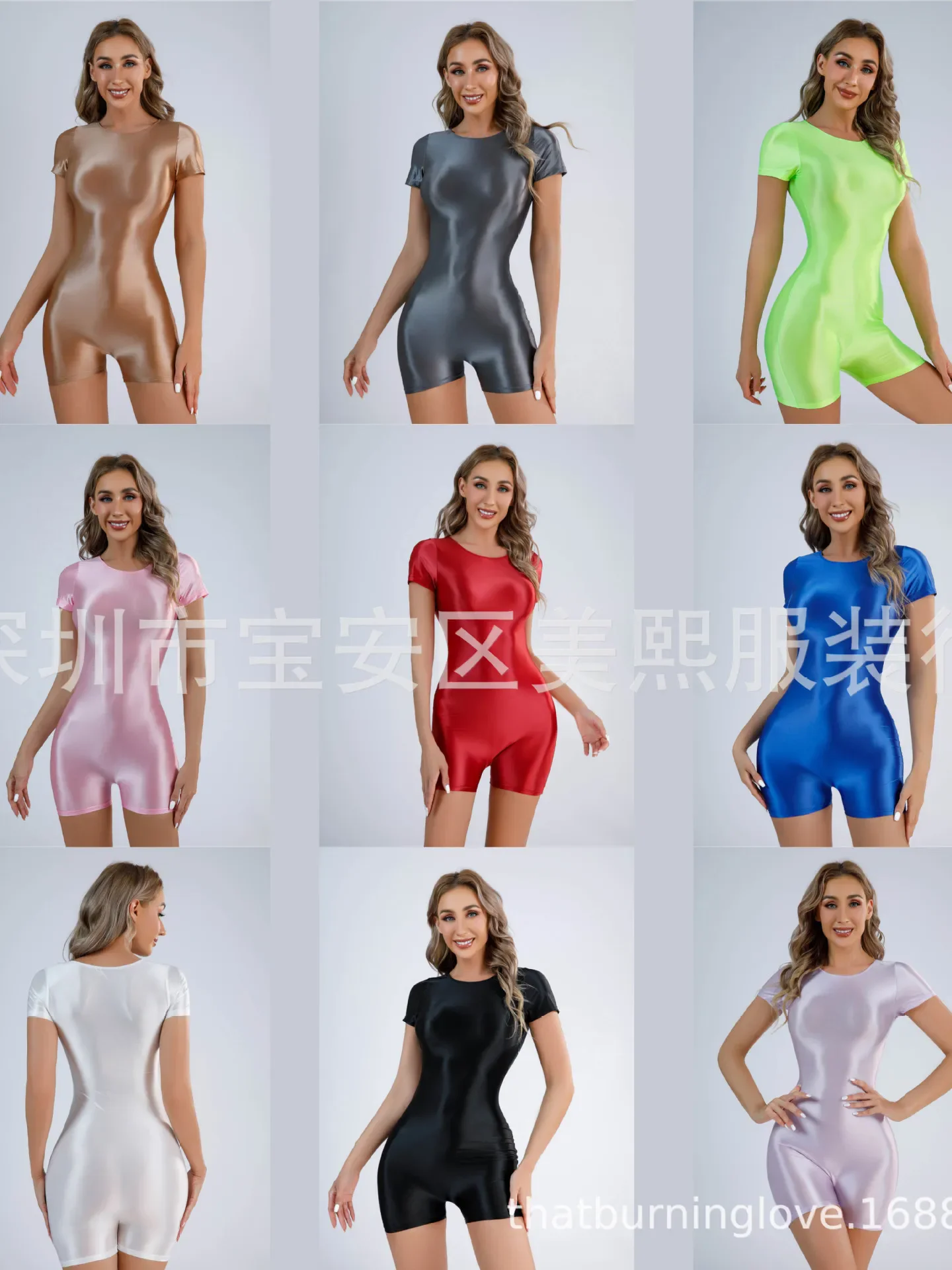 Oil Shiny Silky Smooth Seamless Jumpsuit Tight Sexy Bodysuit Women Summer Clothes Clothing Playsuits Fashion Sexy Women LWO7