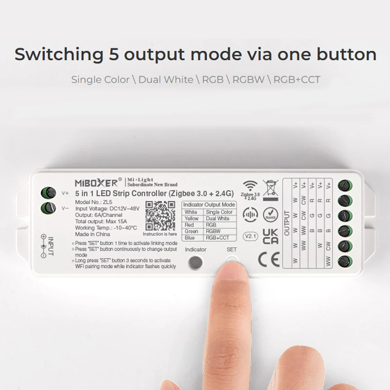Zigbee-Contrôleur de bande LED 5 en 1, ATA Boxer 3.0G, Télécommande pour 12V, 24V, Couleur unique, Touriste, Blanc, RGB, RGBW, RGB + CCT, 2.4