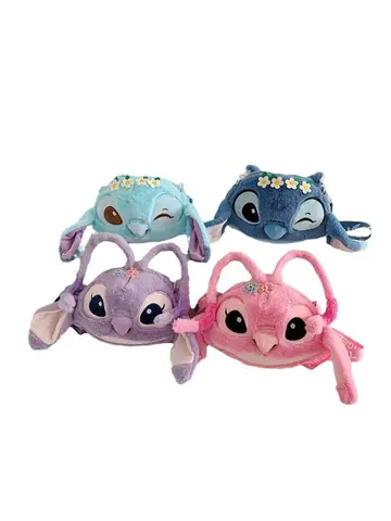 New Disney Cartoon Stitch Plush Cartoon Backpack Girls Cute Ins Shoulder Messenger Bag Parent-Child Gift