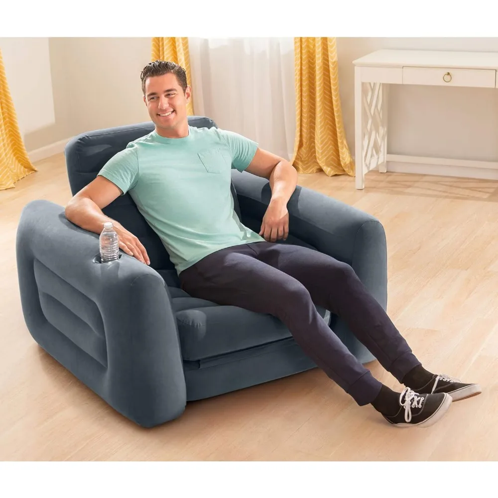 INTEX 66551EP كرسي أريكة قابل للنفخ قابل للسحب يعمل كرتبة سرير هوائي، حجم مزدوج (عبوة من قطعتين)