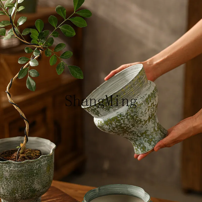 DSA ceramic flower pot green light luxury high-end flower sensor desktop balcony green plant potted