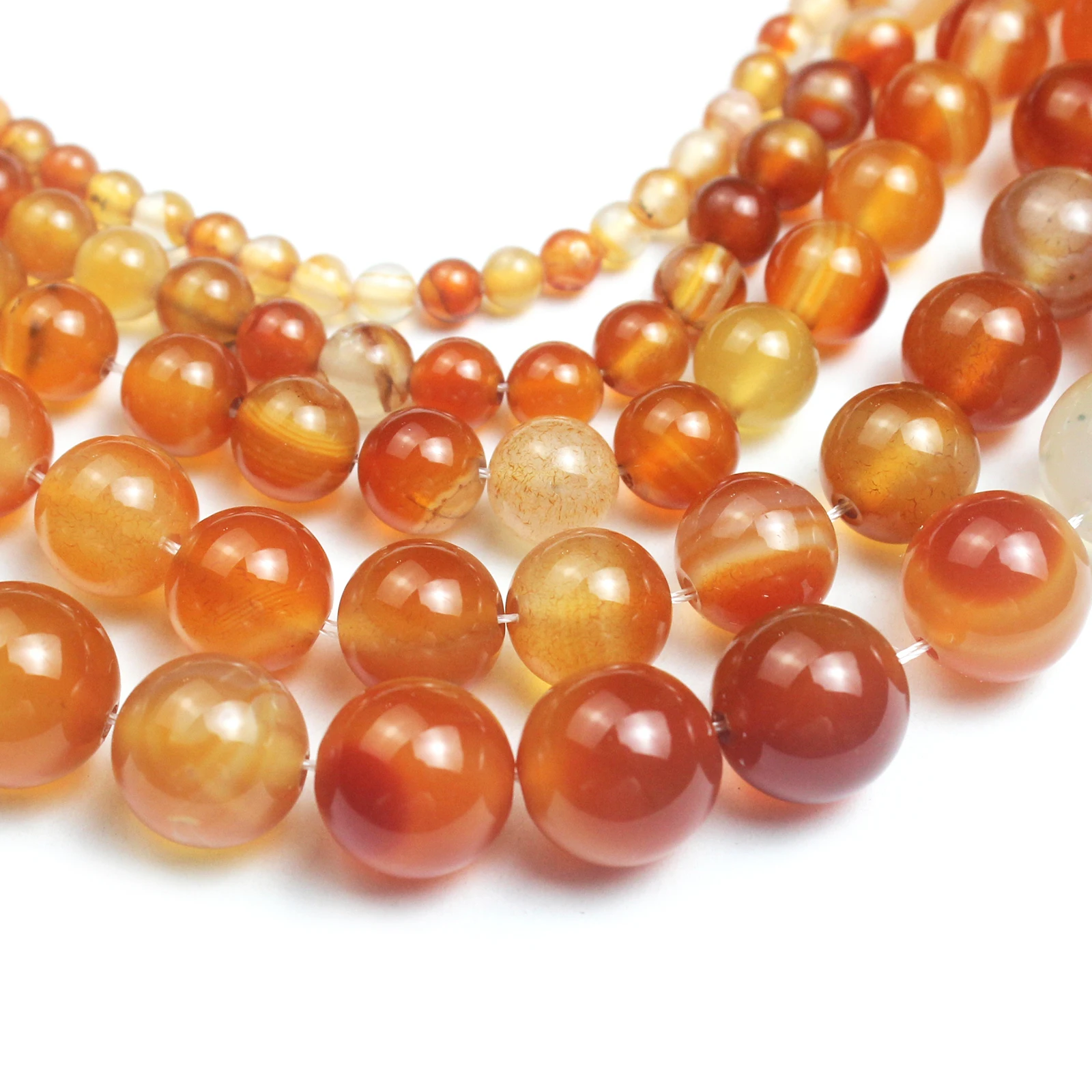 Natural Light Red Carnelian 4 6 8 10 12mm Agate Smooth Onyx Round Stone Loose Beads for Jewelry Making DIY Bracelets Necklace