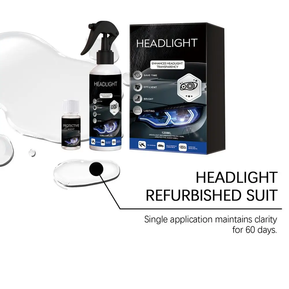 Car Headlight Clean Kit With Cleaning Accessories Clear Surface Care Fluid Removes Yellowing Restores Clarity Car Accessories view 2
