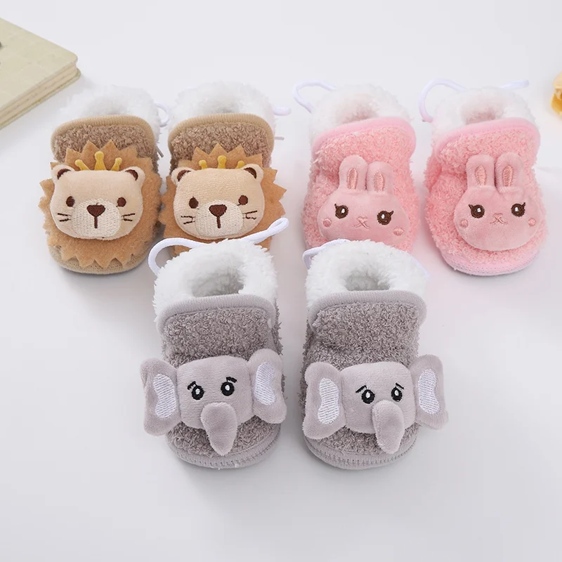 Baby Shoes Boy Girl Booties Winter Warm Cartoon Animal Toddler Prewalkers Cotton Soft Anti-Slip Boots Infant Newborn Crib Shoes