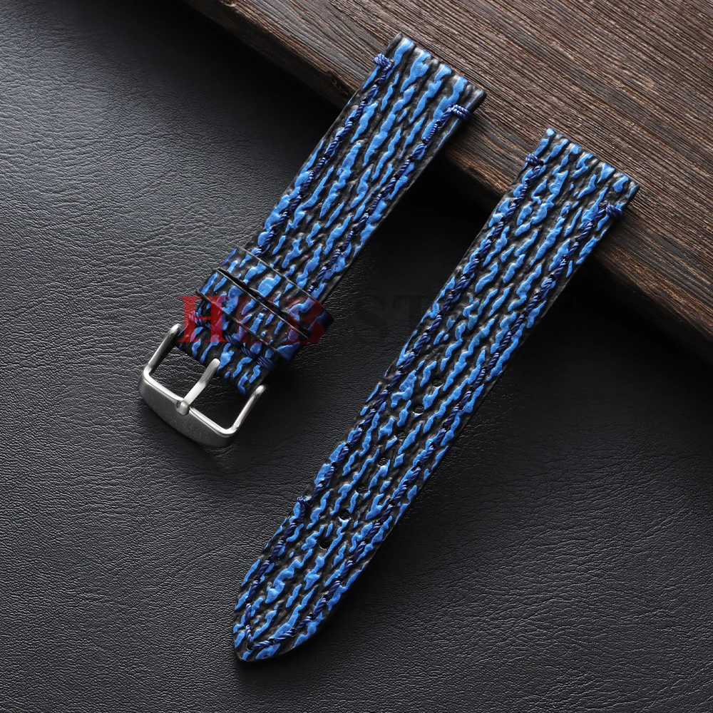 18/19/20/21/22/23/24mm Geprägtes Schlangen- und Haifischhautmuster Handgefertigtes Leder-Uhrenarmband Vintage Rindsleder Herren-Armband – Detail 16